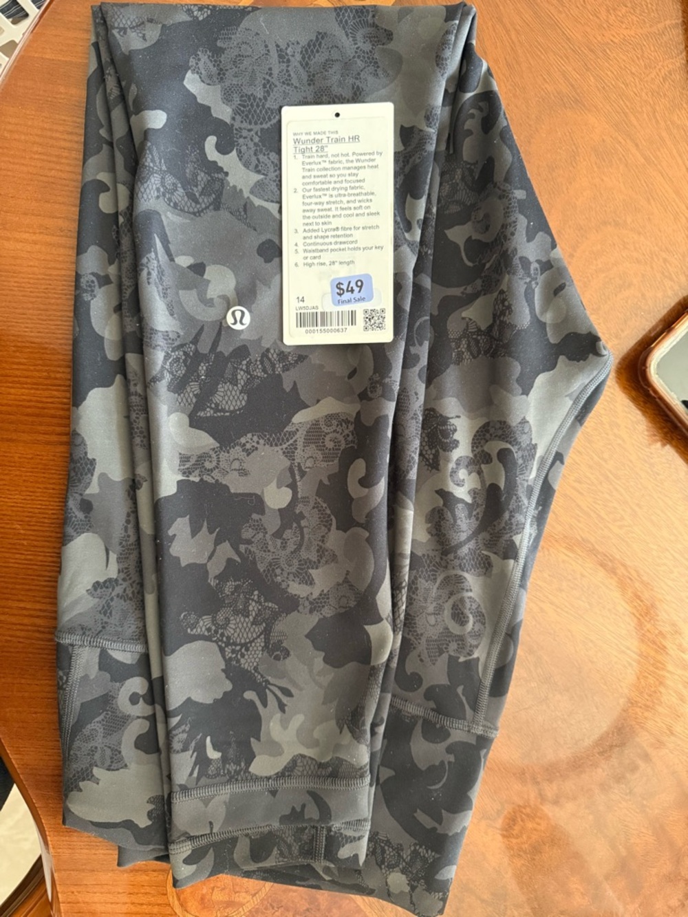 lululemon athletica Wunder Train HR Tight in Black/Gray Camo